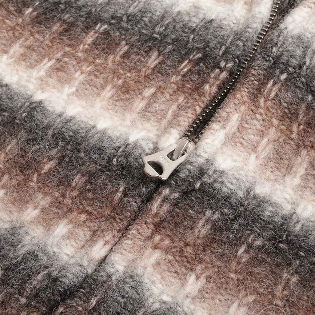 OBEY Reggie Zip Up Cardigan, Black Multi, Detail Shot 4