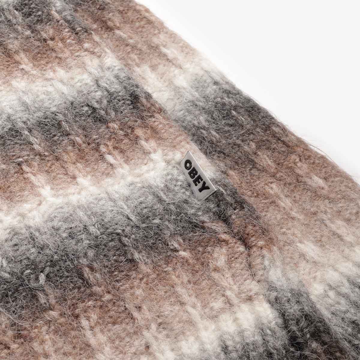 OBEY Reggie Zip Up Cardigan, Black Multi, Detail Shot 5