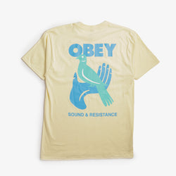 thumbnail OBEY Sound & Resistance Bird T-Shirt, Pale Yellow, Detail Shot 2