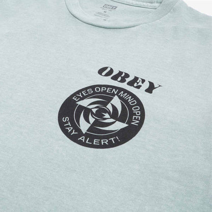 OBEY Stay Alert T-Shirt, Pigment Surf Spray, Detail Shot 7