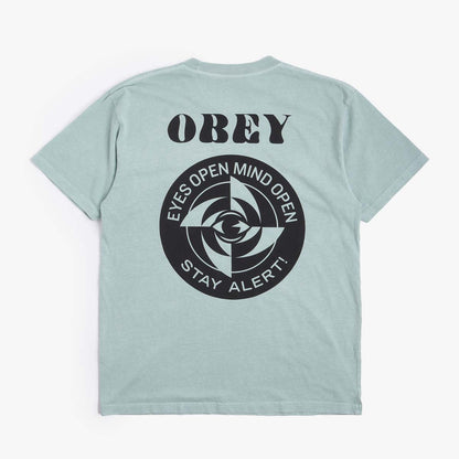 OBEY Stay Alert T-Shirt, Pigment Surf Spray, Detail Shot 6