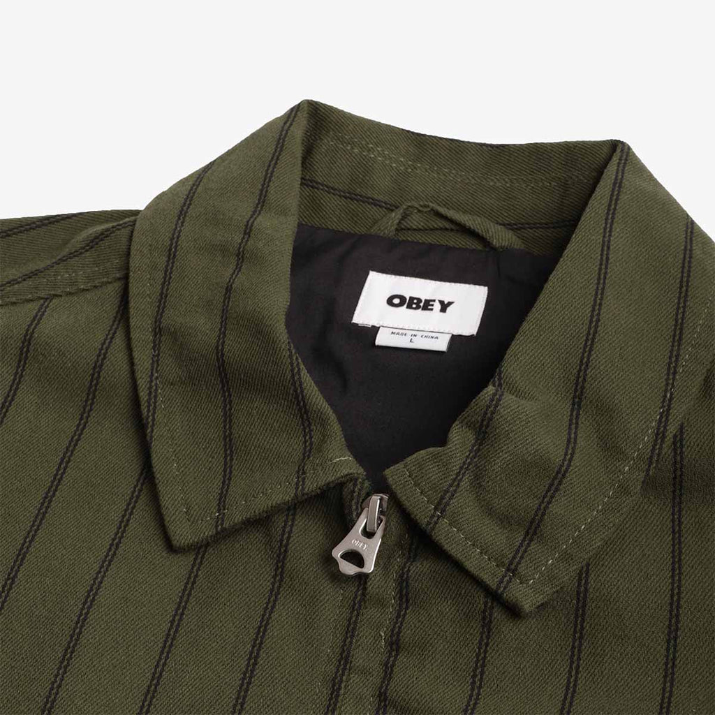 OBEY Stripe Zip Up Jacket, Duffle Bag Multi, Detail Shot 3