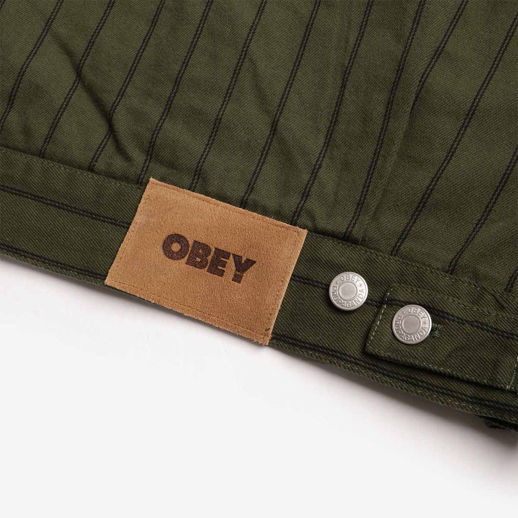 OBEY Stripe Zip Up Jacket, Duffle Bag Multi, Detail Shot 5