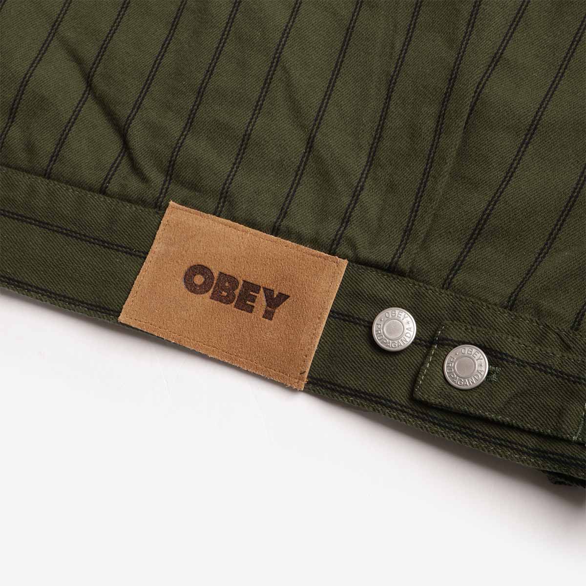 OBEY Stripe Zip Up Jacket, Duffle Bag Multi, Detail Shot 5