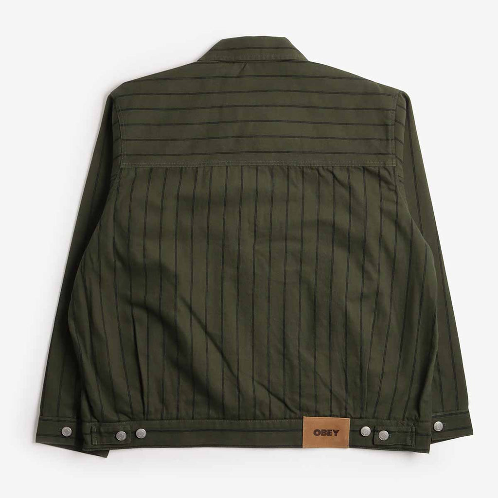 OBEY Stripe Zip Up Jacket, Duffle Bag Multi, Detail Shot 6