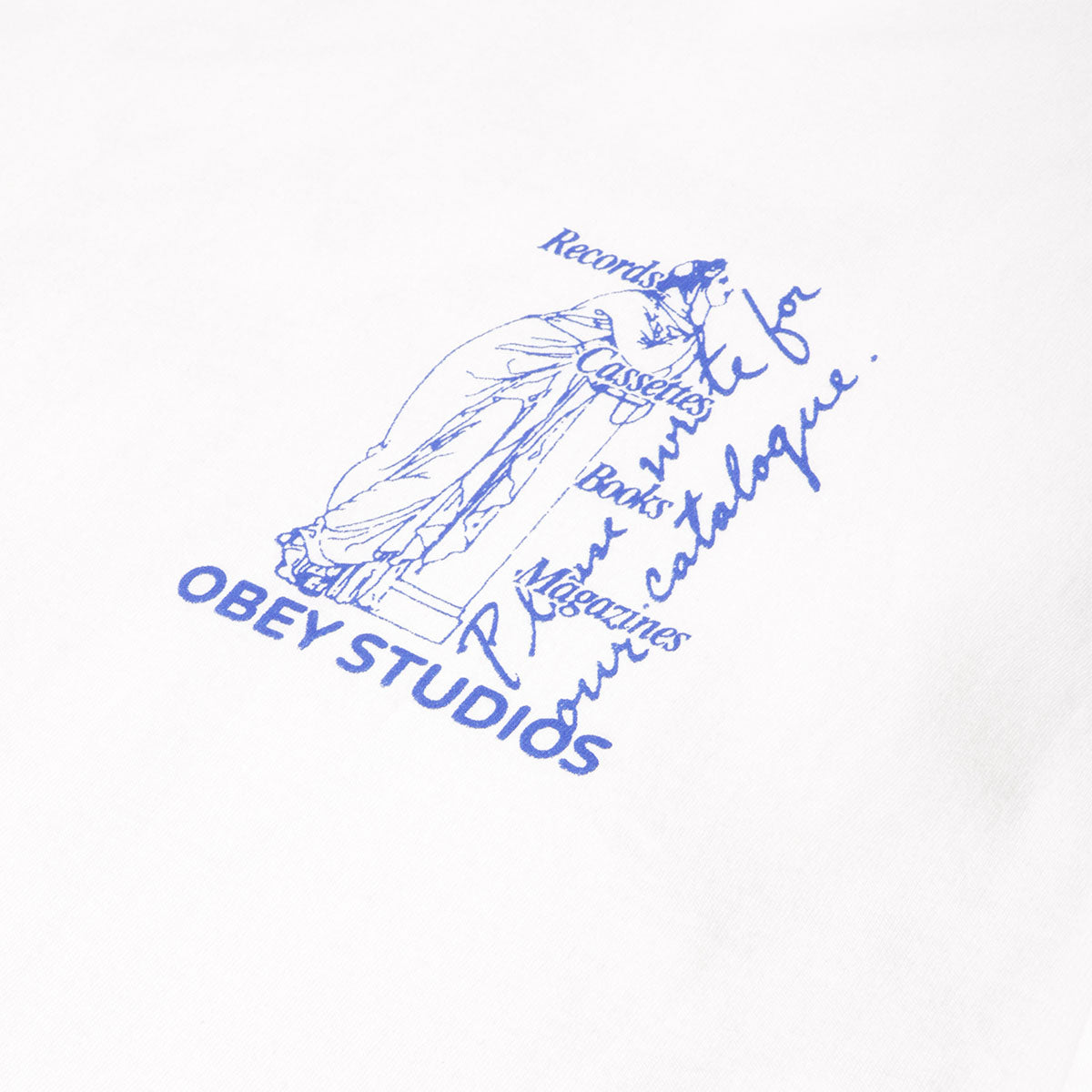 OBEY Studios Catalogue T-Shirt, White, Detail Shot 3