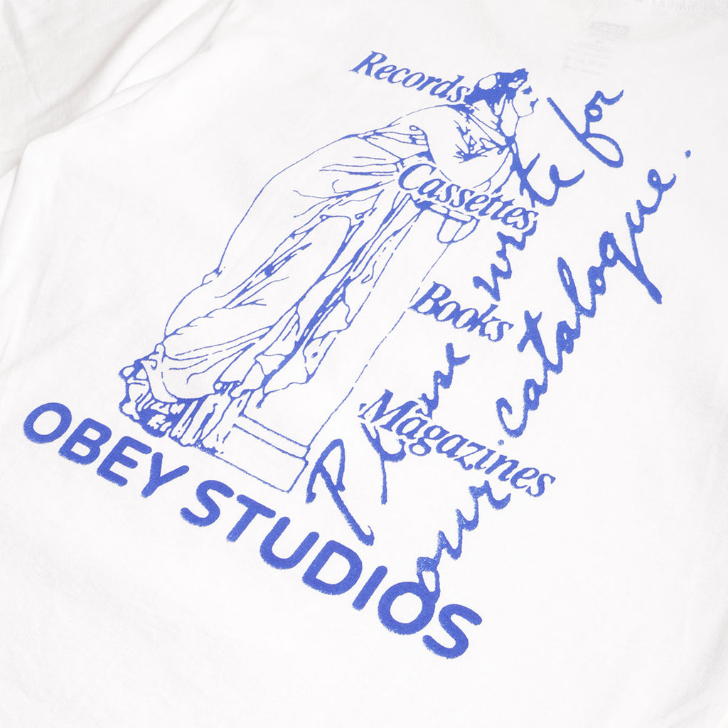 OBEY Studios Catalogue T-Shirt, White, Detail Shot 4