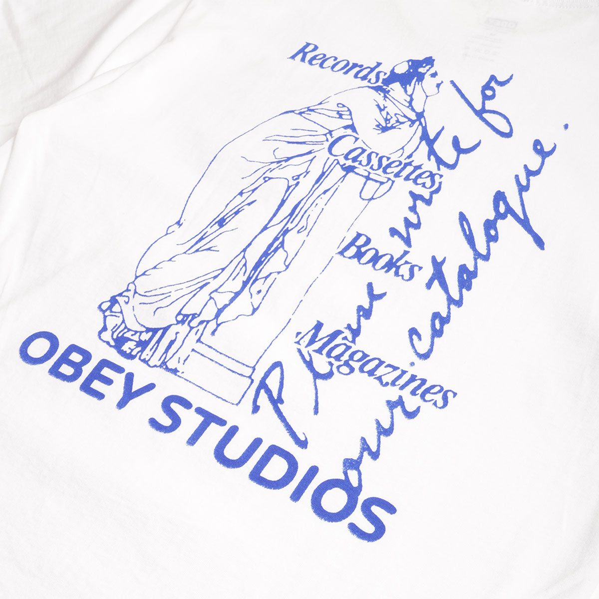 OBEY Studios Catalogue T-Shirt, White, Detail Shot 4