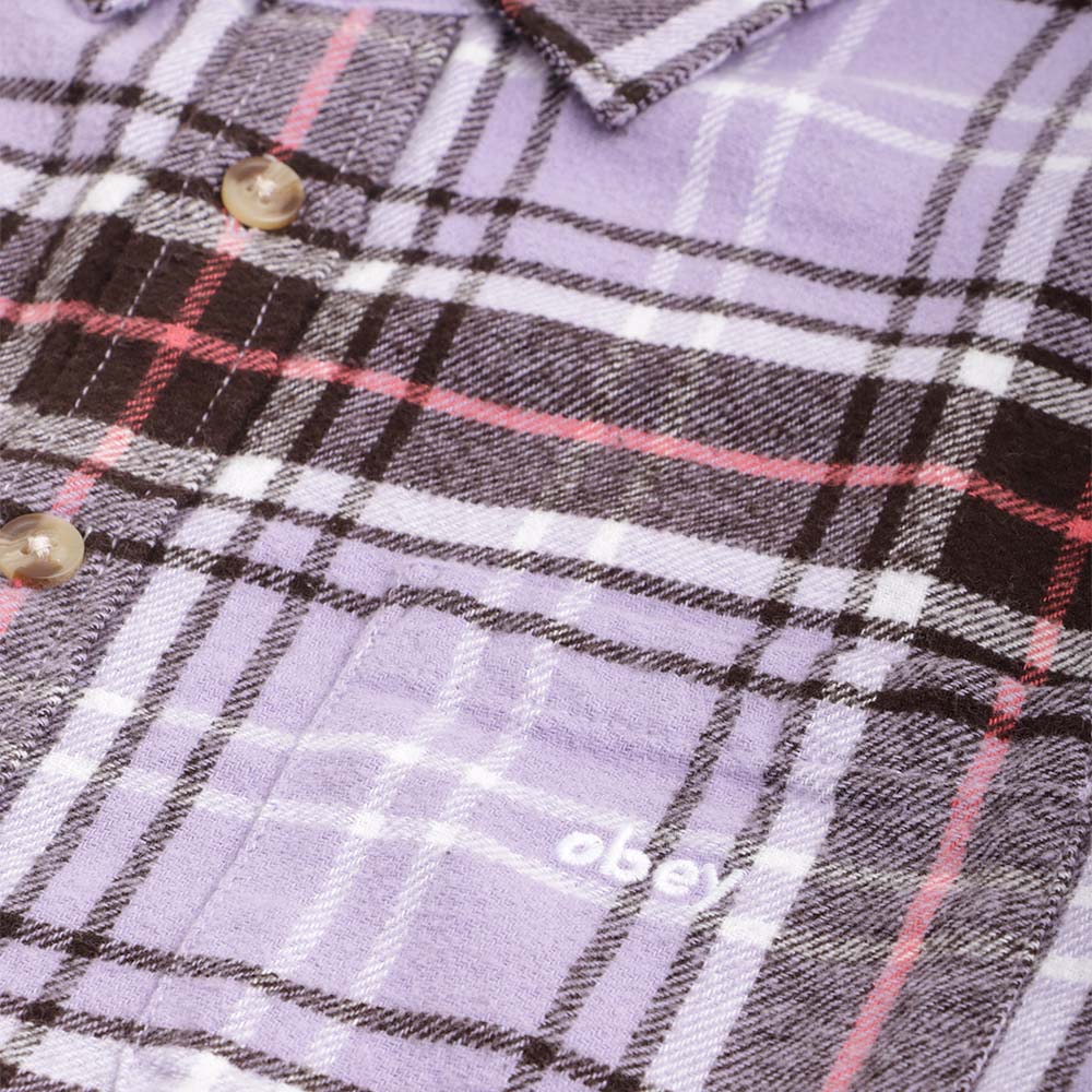 OBEY Terrace Woven Shirt, Purple Rose Multi, Detail Shot 2