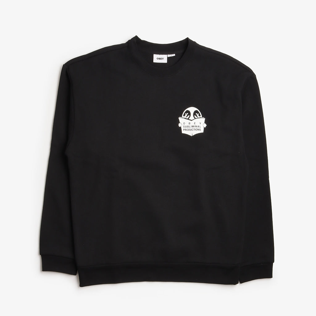 OBEY Weldon Extra Heavy Crew Sweatshirt, Black, Detail Shot 1