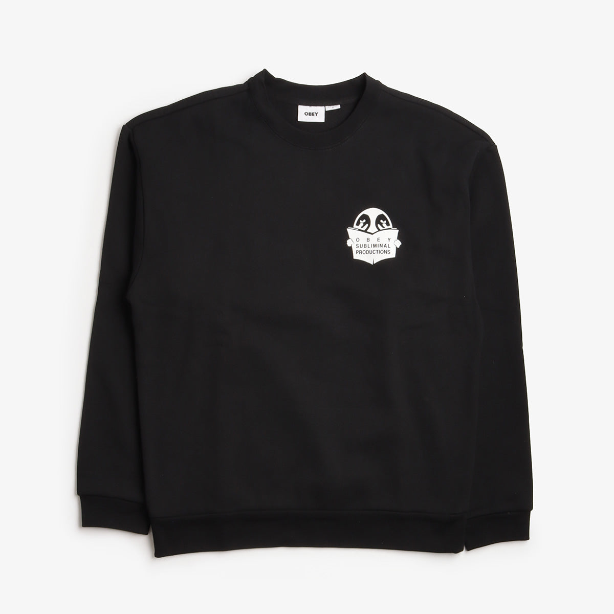 OBEY Weldon Extra Heavy Crew Sweatshirt, Black, Detail Shot 1