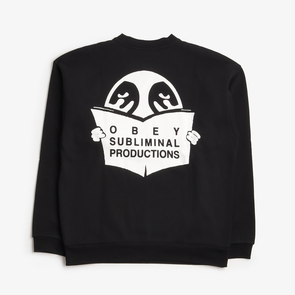 OBEY Weldon Extra Heavy Crew Sweatshirt, Black, Detail Shot 2