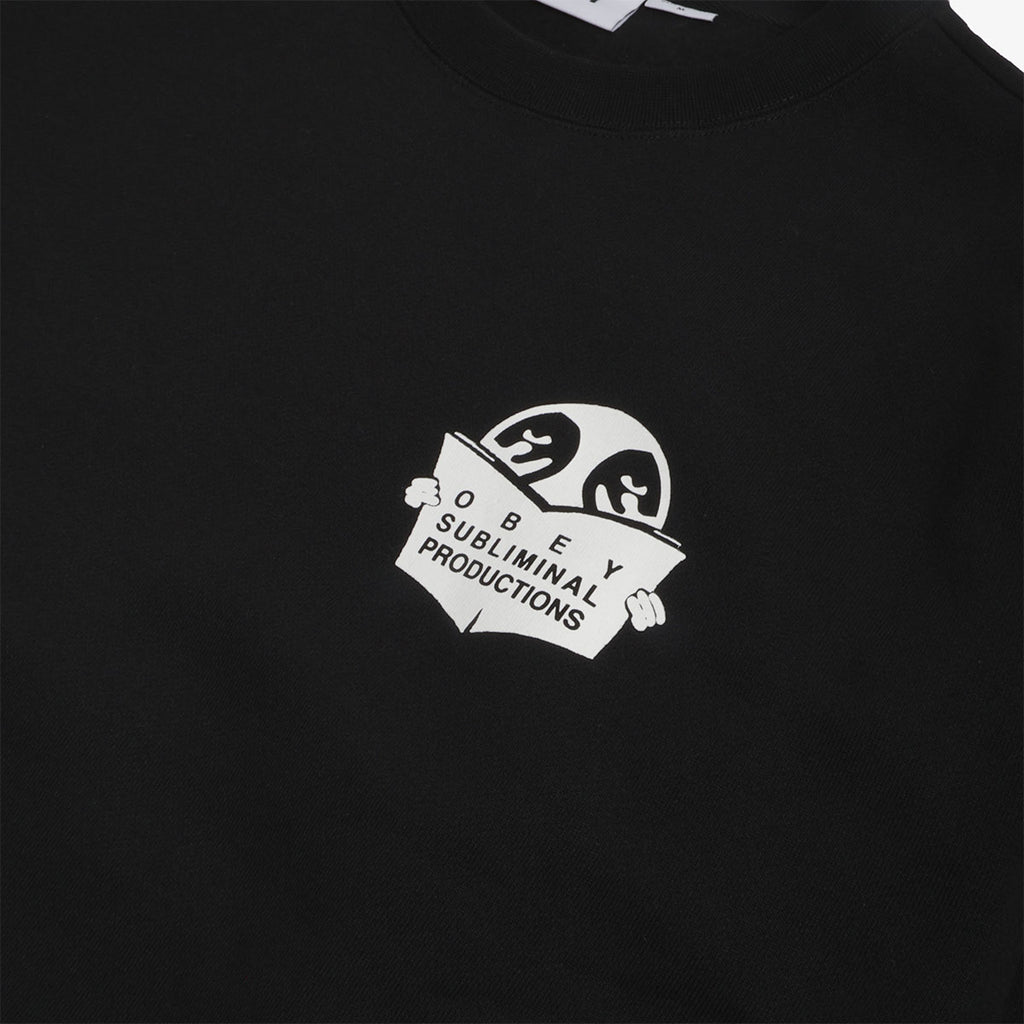 OBEY Weldon Extra Heavy Crew Sweatshirt, Black, Detail Shot 3