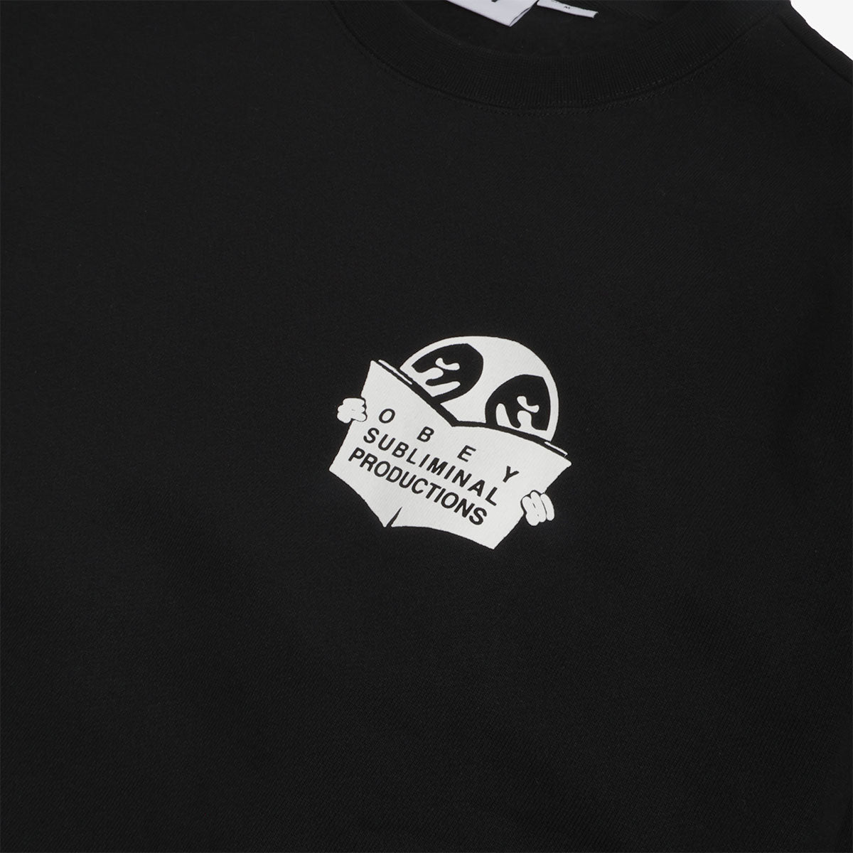 OBEY Weldon Extra Heavy Crew Sweatshirt, Black, Detail Shot 3