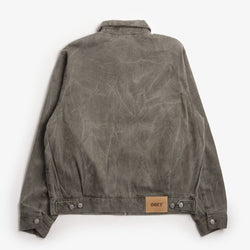 thumbnail OBEY Workman Zip Jacket, Black Olive Wrinkle Wash, Detail Shot 2