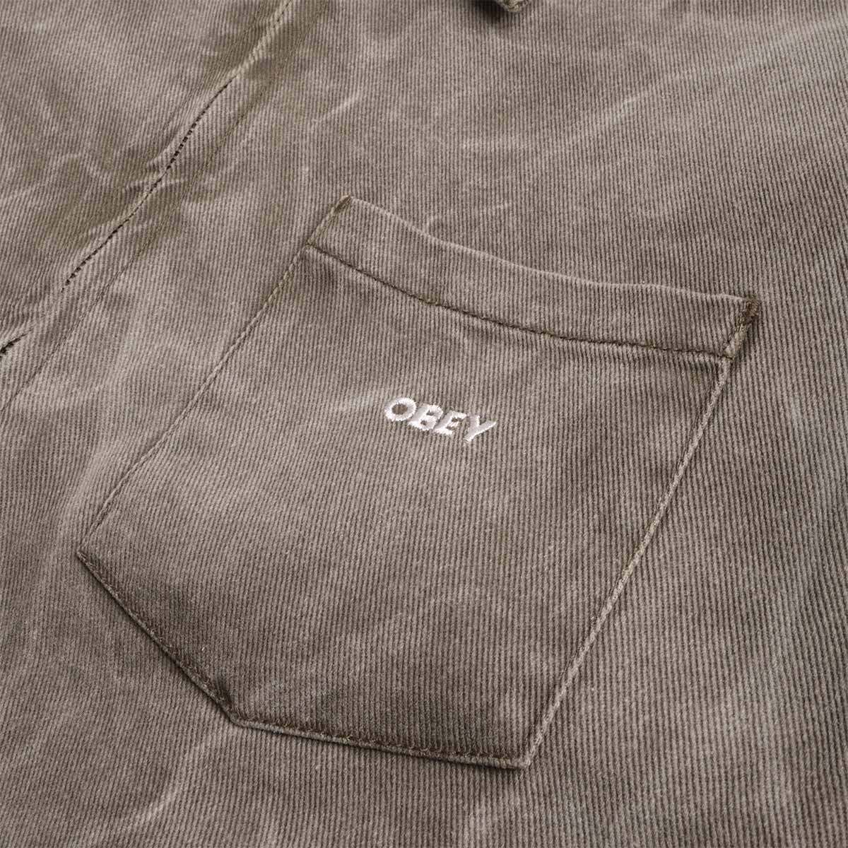 OBEY Workman Zip Jacket, Black Olive Wrinkle Wash, Detail Shot 3