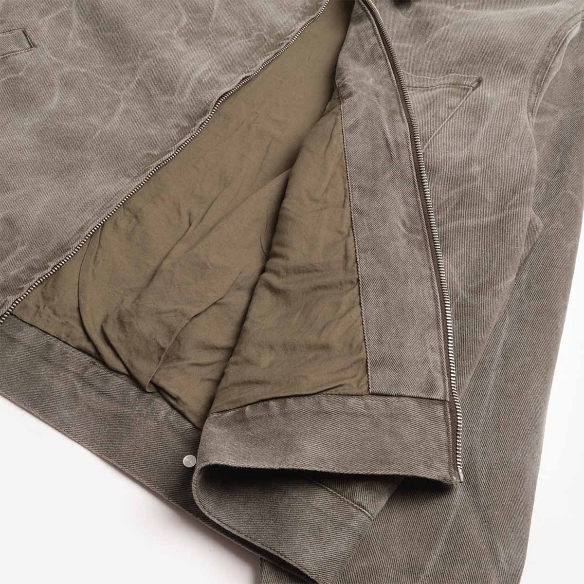 OBEY Workman Zip Jacket, Black Olive Wrinkle Wash, Detail Shot 5