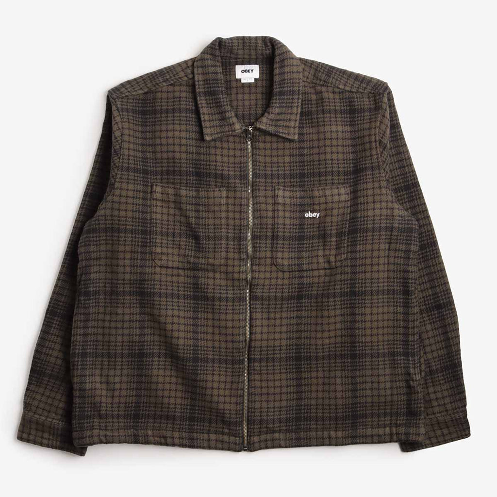 OBEY Parker Zip Shirt Jacket, Rosin Multi, Detail Shot 1