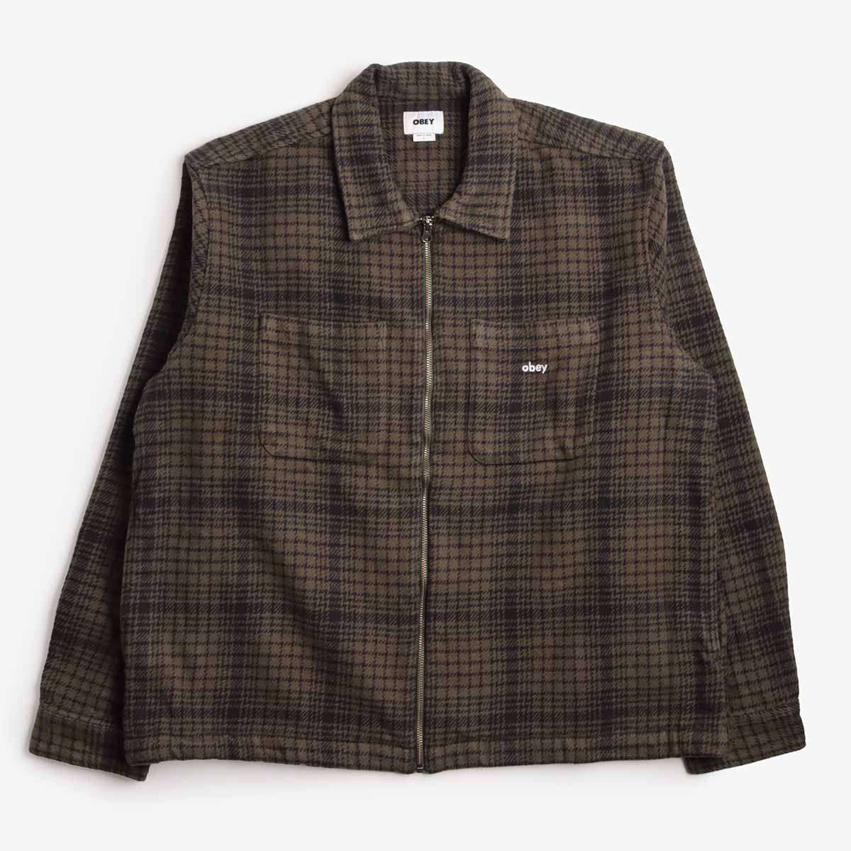 OBEY Parker Zip Shirt Jacket, Rosin Multi, Detail Shot 1