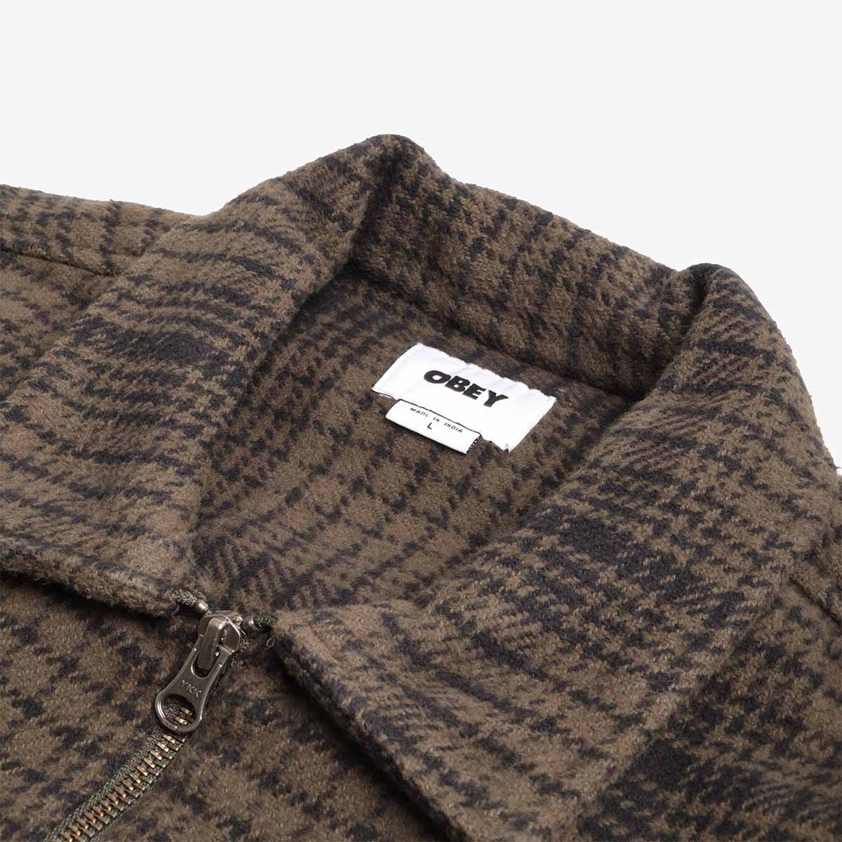 OBEY Parker Zip Shirt Jacket, Rosin Multi, Detail Shot 3