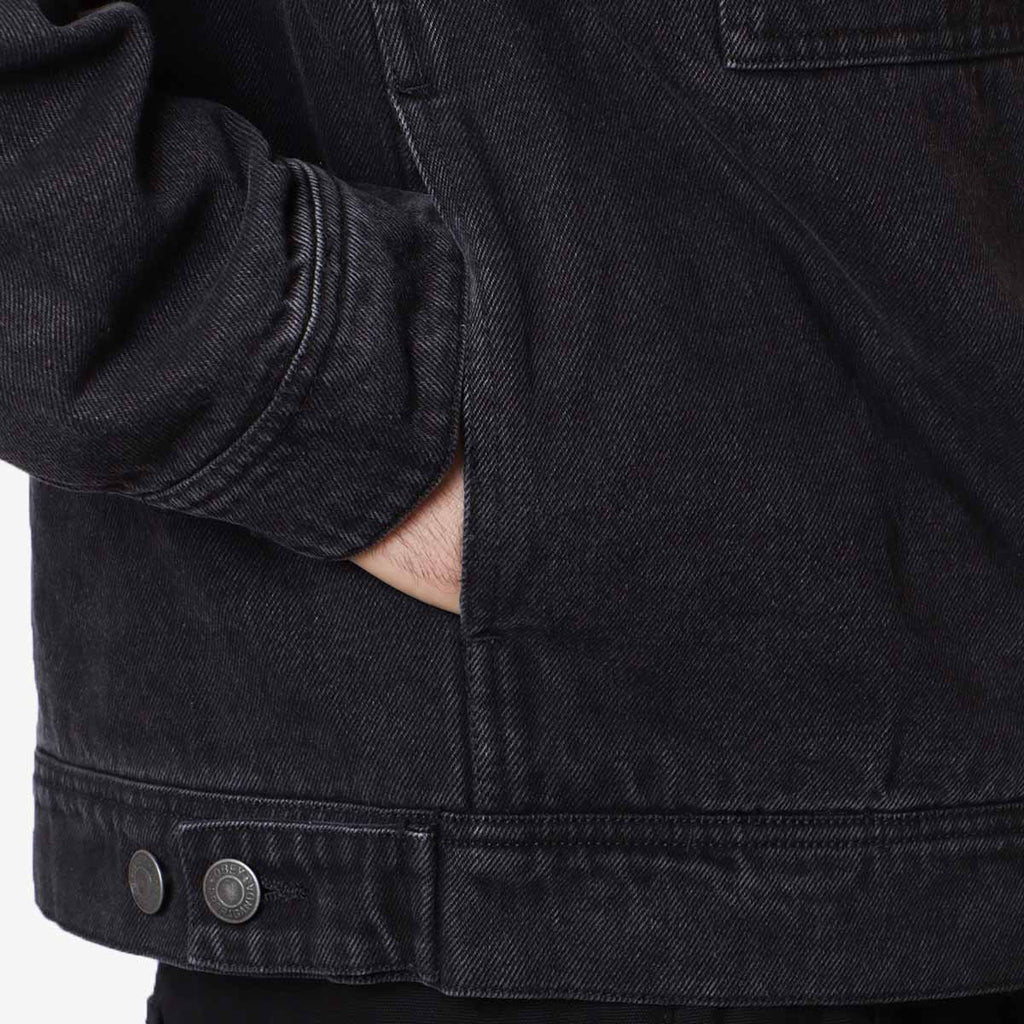 OBEY Hardwork Zip Up Jacket, Faded Black, Detail Shot 3
