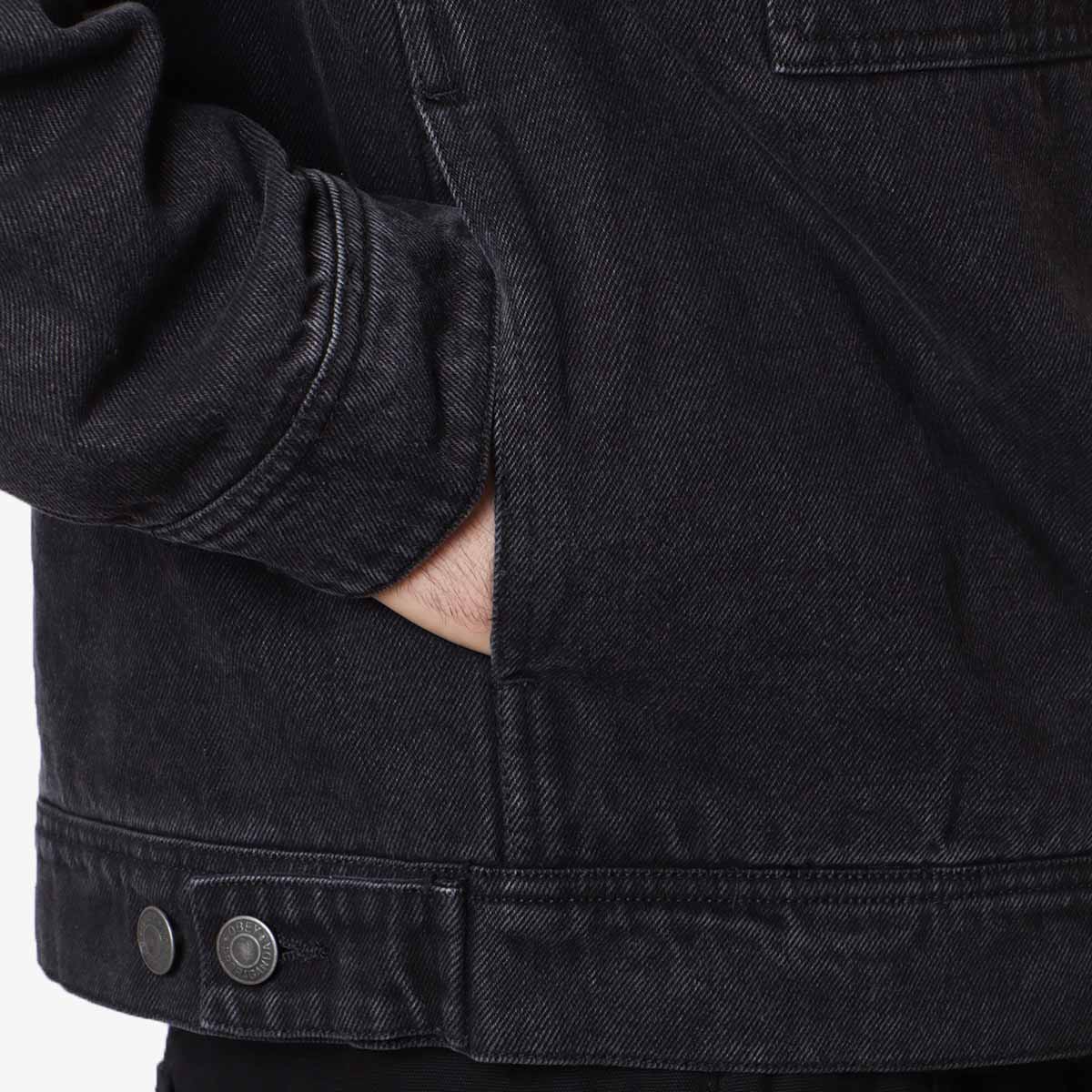 OBEY Hardwork Zip Up Jacket, Faded Black, Detail Shot 3