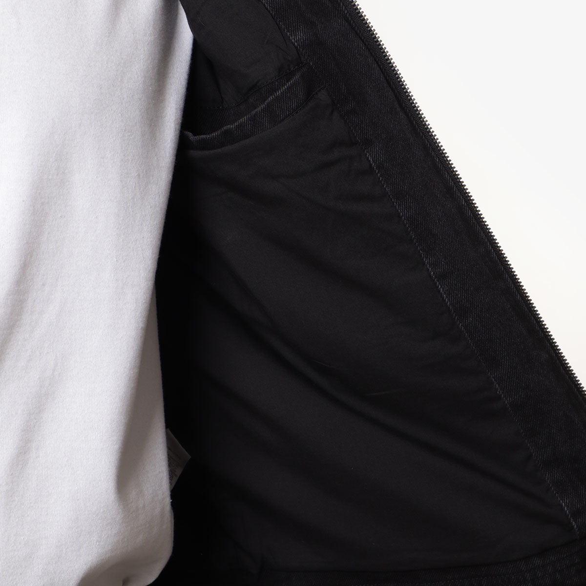 OBEY Hardwork Zip Up Jacket, Faded Black, Detail Shot 5