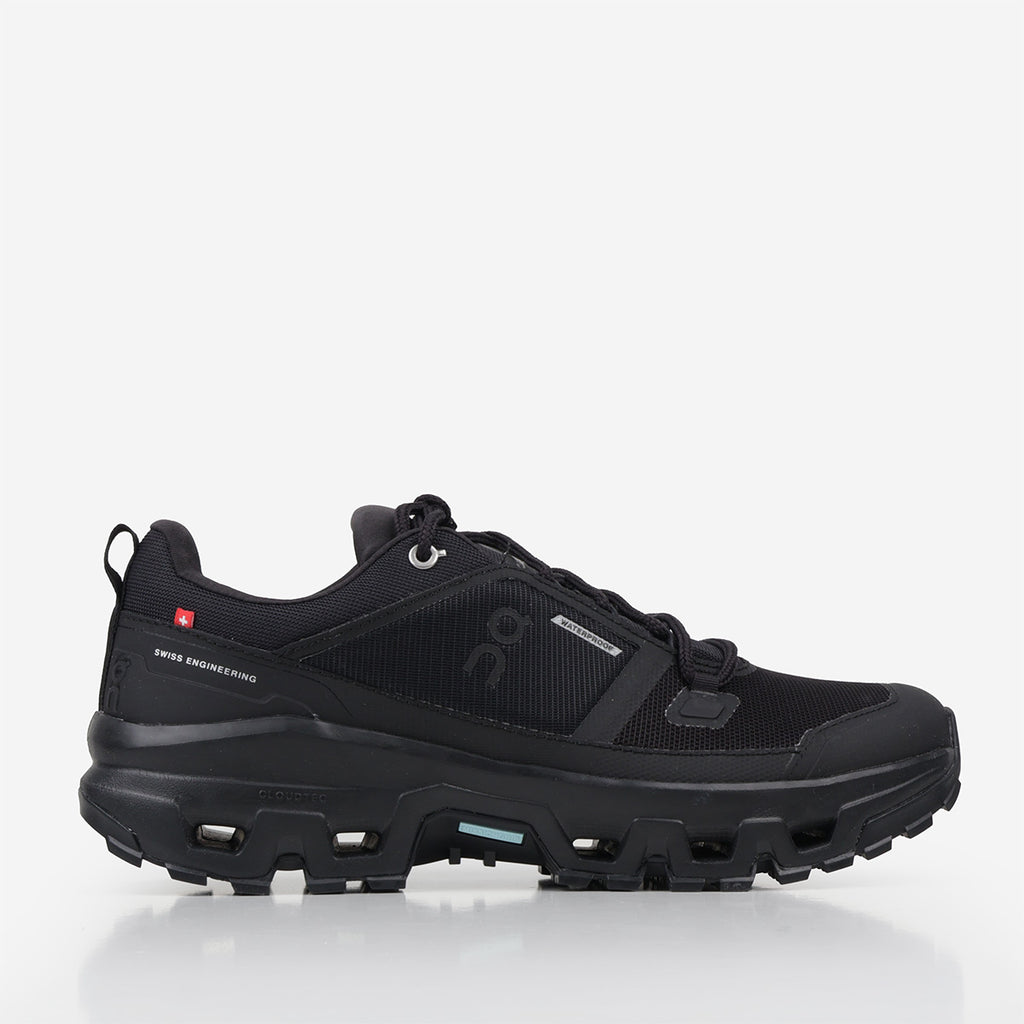 ON Cloudrock Low Waterproof Shoes, Black Black, Detail Shot 1