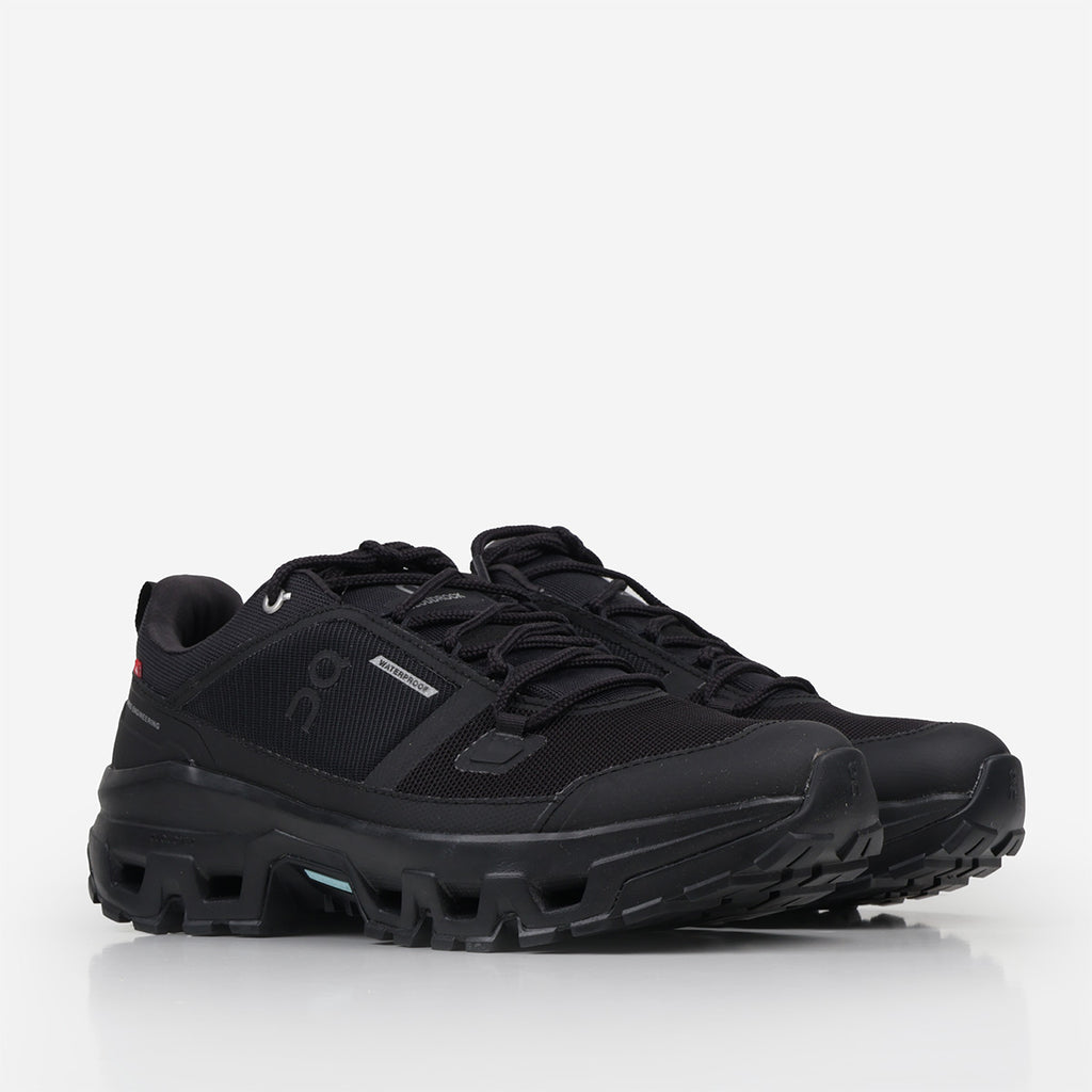 ON Cloudrock Low Waterproof Shoes, Black Black, Detail Shot 3
