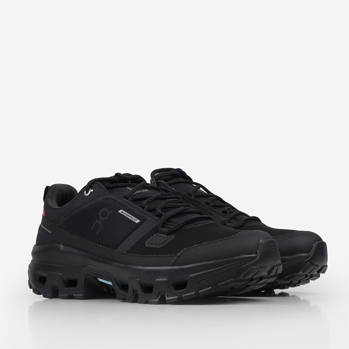 ON Cloudrock Low Waterproof Shoes, Black Black, Detail Shot 3