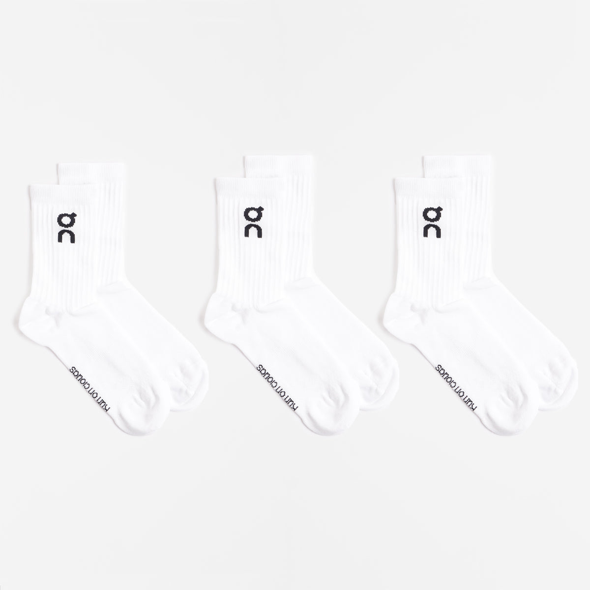 ON Logo Socks 3-Pack, White, Detail Shot 3