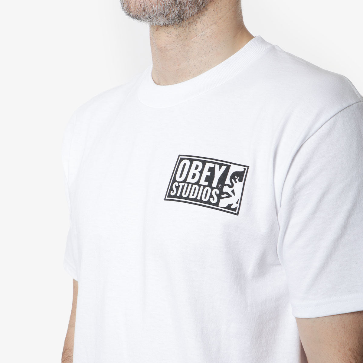 OBEY Studios Icon T-Shirt, White, Detail Shot 3