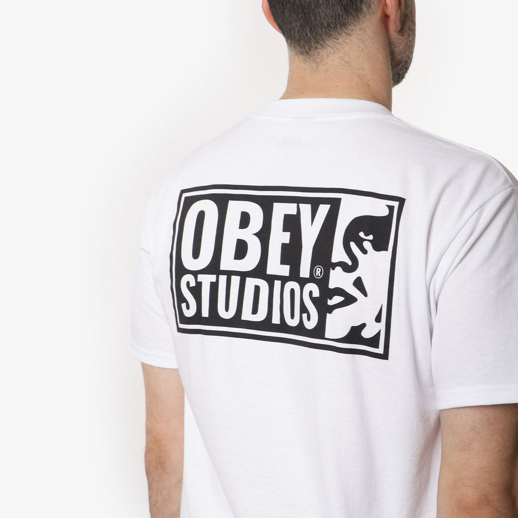 OBEY Studios Icon T-Shirt, White, Detail Shot 4