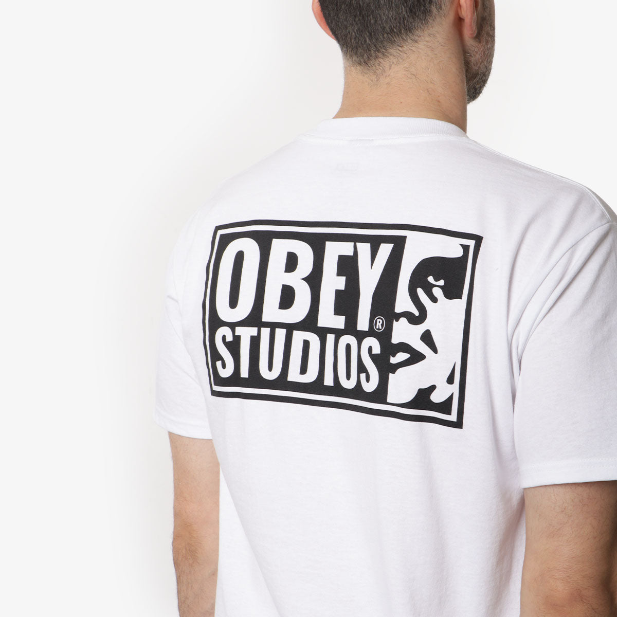 OBEY Studios Icon T-Shirt, White, Detail Shot 4