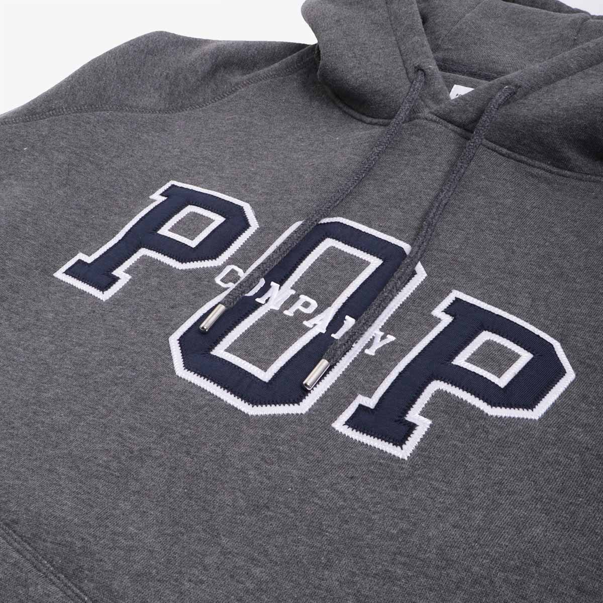Pop Trading Company Hoodie, Charcoal Heather, Detail Shot 6