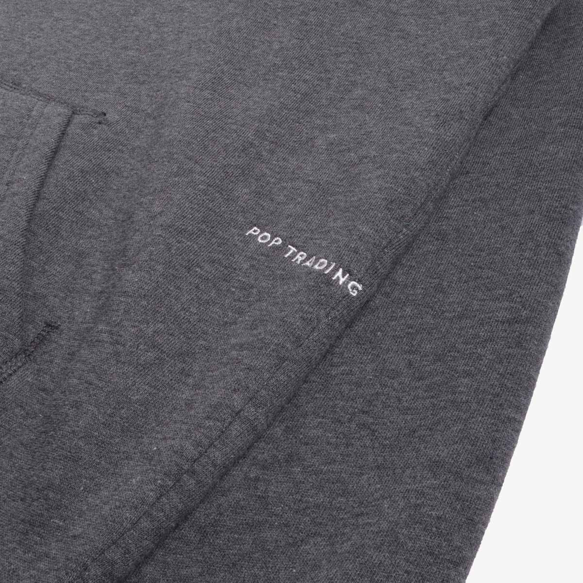 Pop Trading Company Hoodie, Charcoal Heather, Detail Shot 7