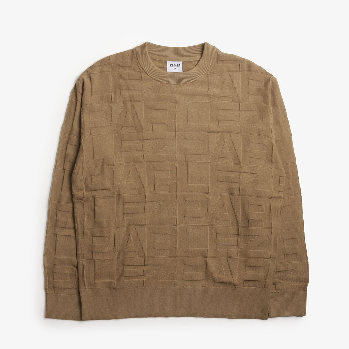 main Parlez Block Crew Knit, Sand, Detail Shot 1