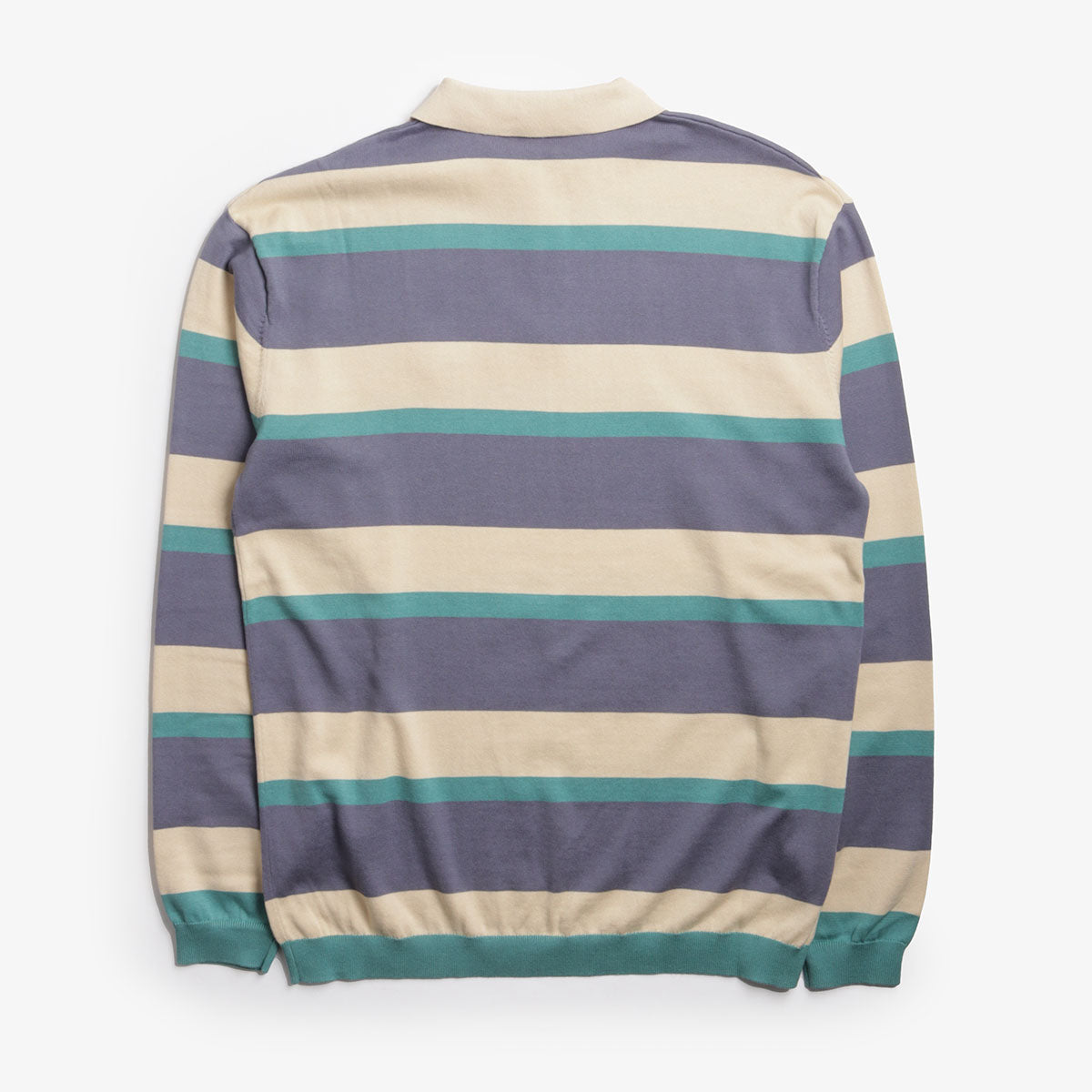Parlez Pipe Long Sleeve Polo Knit, Purple Haze Stripe, Detail Shot 2