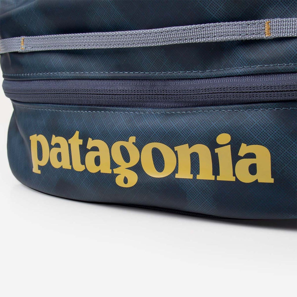 Patagonia logo detail on Blue ripstop packing cube