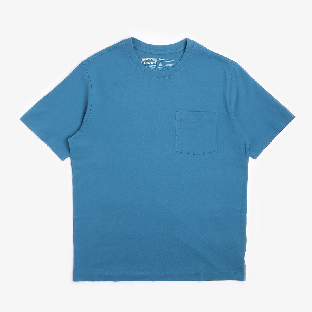 Patagonia Cotton In Conversion Midweight Pocket T-Shirt, Wavy Blue, Detail Shot 1