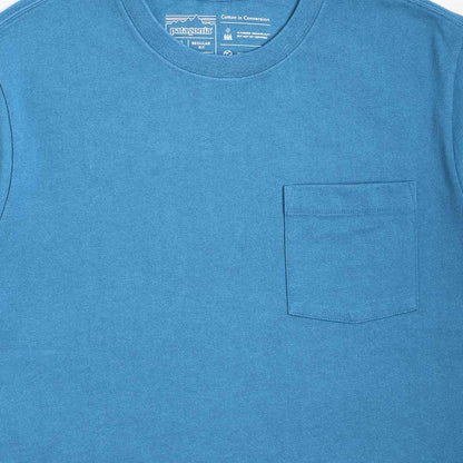 Patagonia Cotton In Conversion Midweight Pocket T-Shirt, Wavy Blue, Detail Shot 3