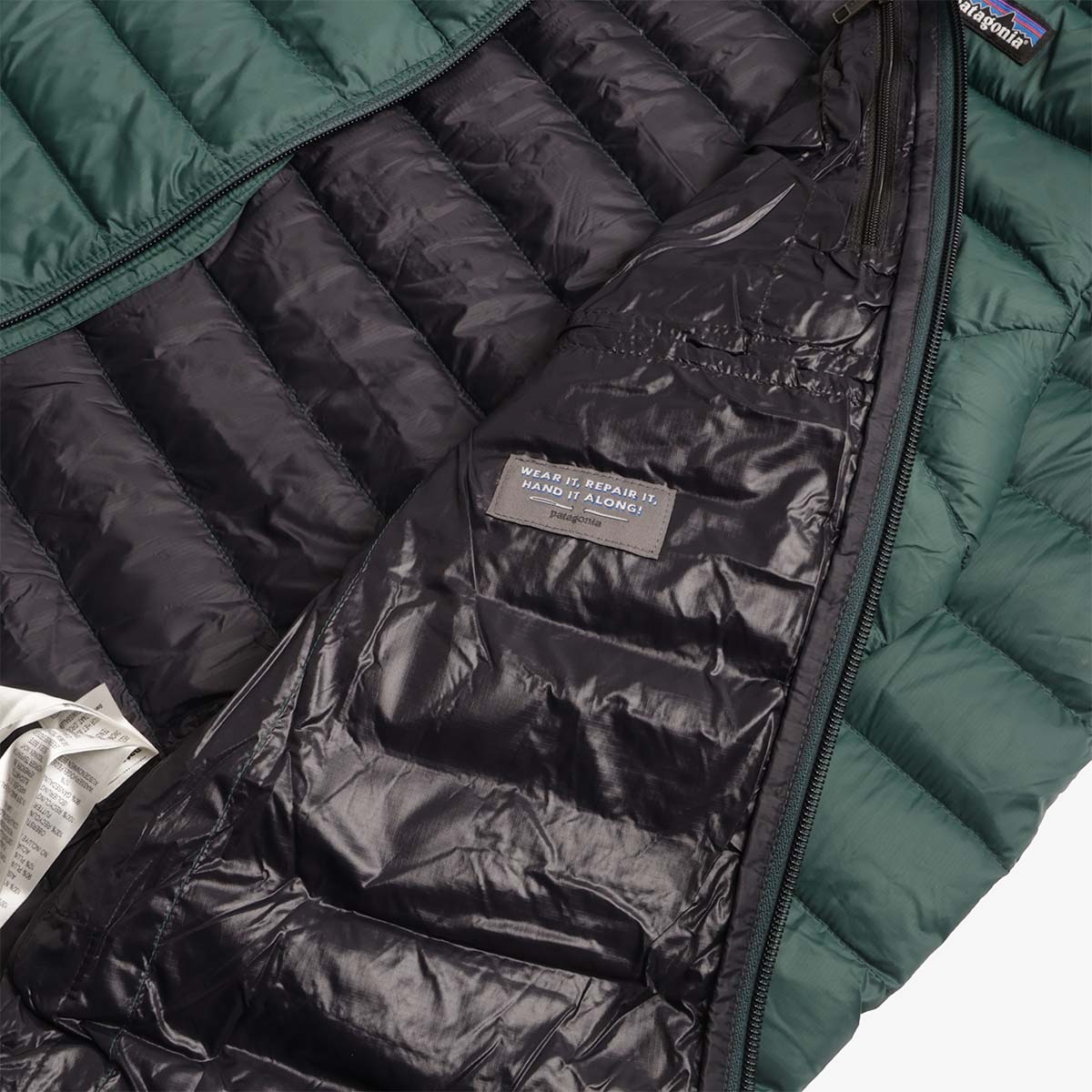 main Patagonia Down Sweater Hoodie, Cascade Green, Detail Shot 4