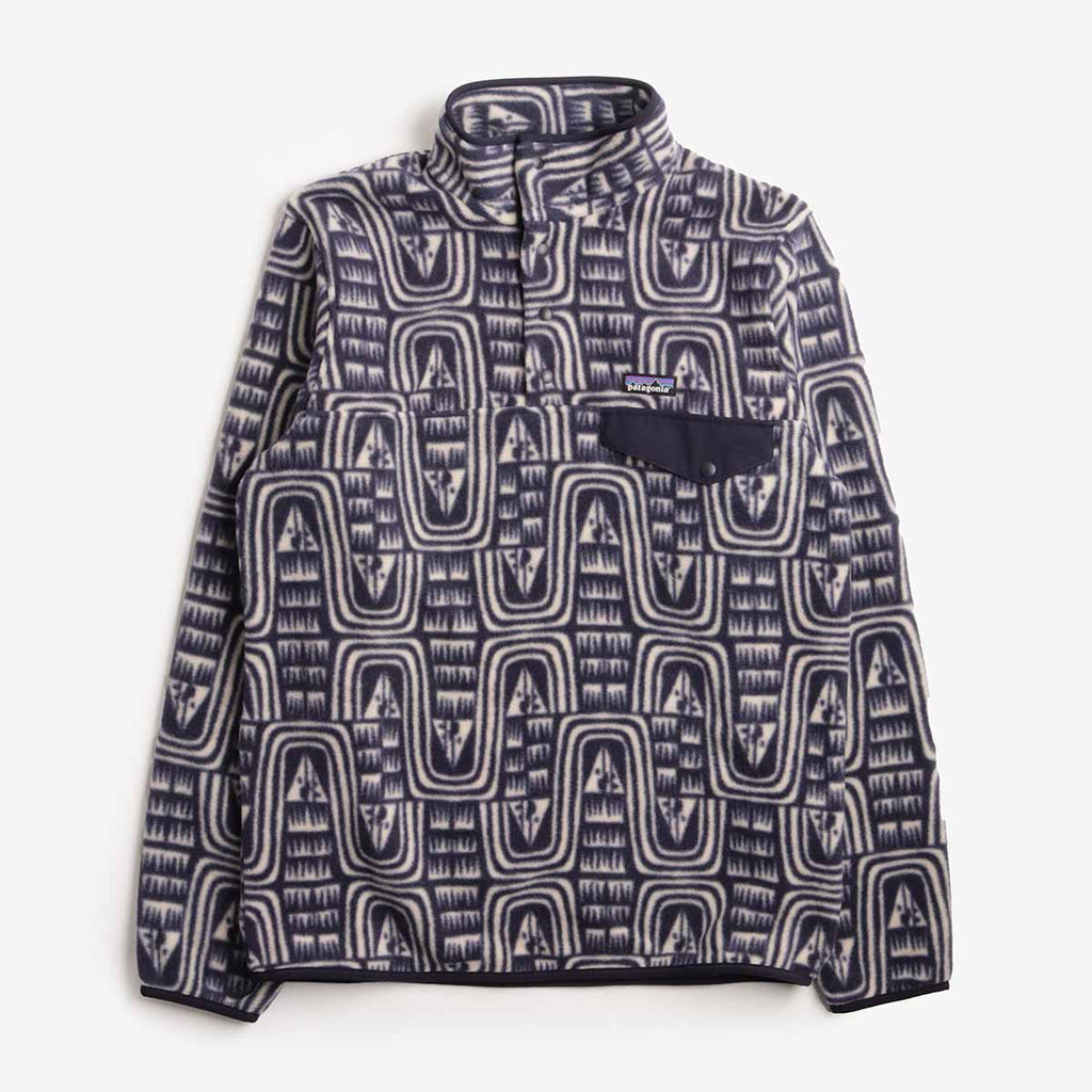 Patagonia Lightweight Synchilla Snap-T Fleece Pullover, Flow: Sunken Blue, Detail Shot 1