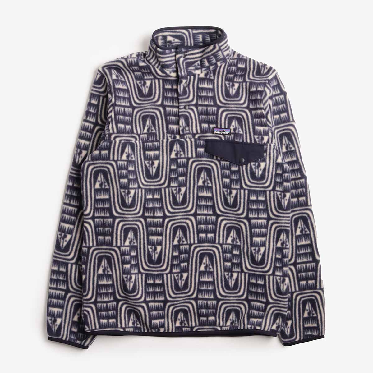 Patagonia Lightweight Synchilla Snap-T Fleece Pullover, Flow: Sunken Blue, Detail Shot 1
