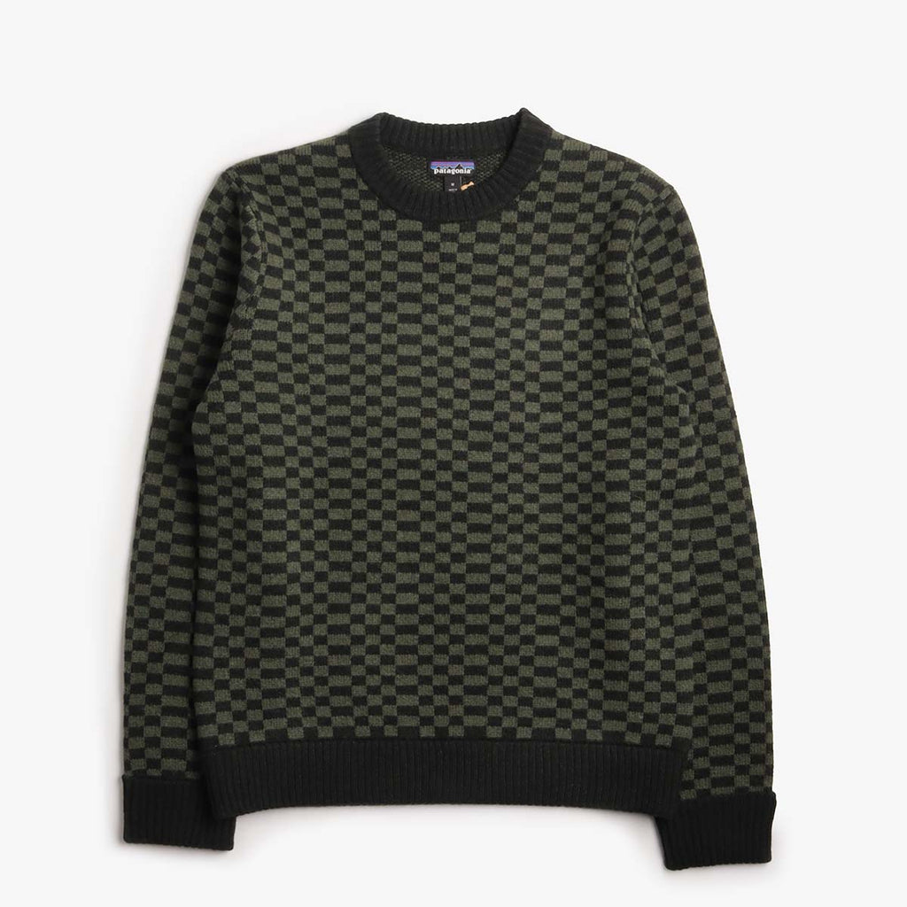 Patagonia Recycled Wool-Blend Sweater, Finned: Old Growth Green, Detail Shot 1