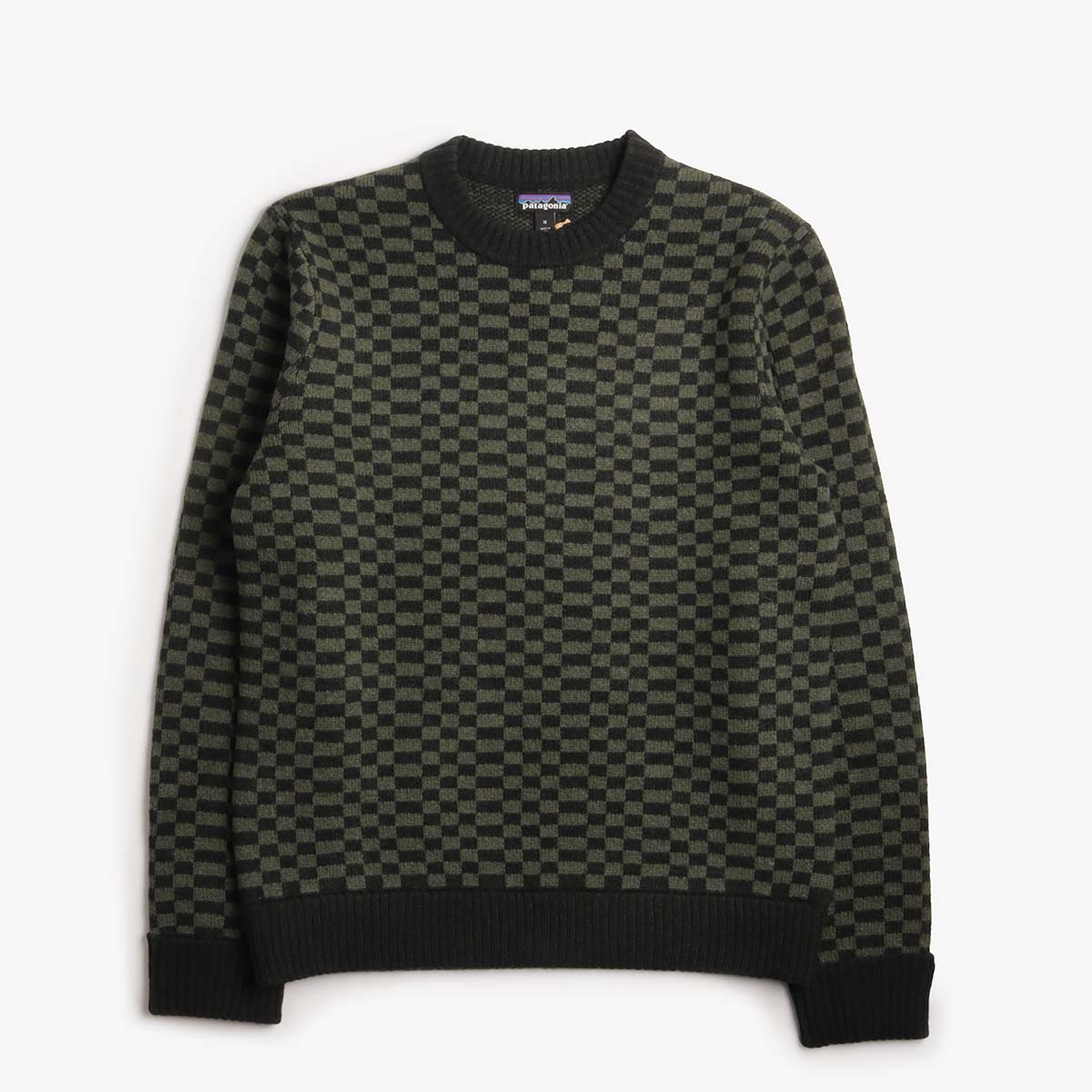 Patagonia Recycled Wool-Blend Sweater, Finned: Old Growth Green, Detail Shot 1