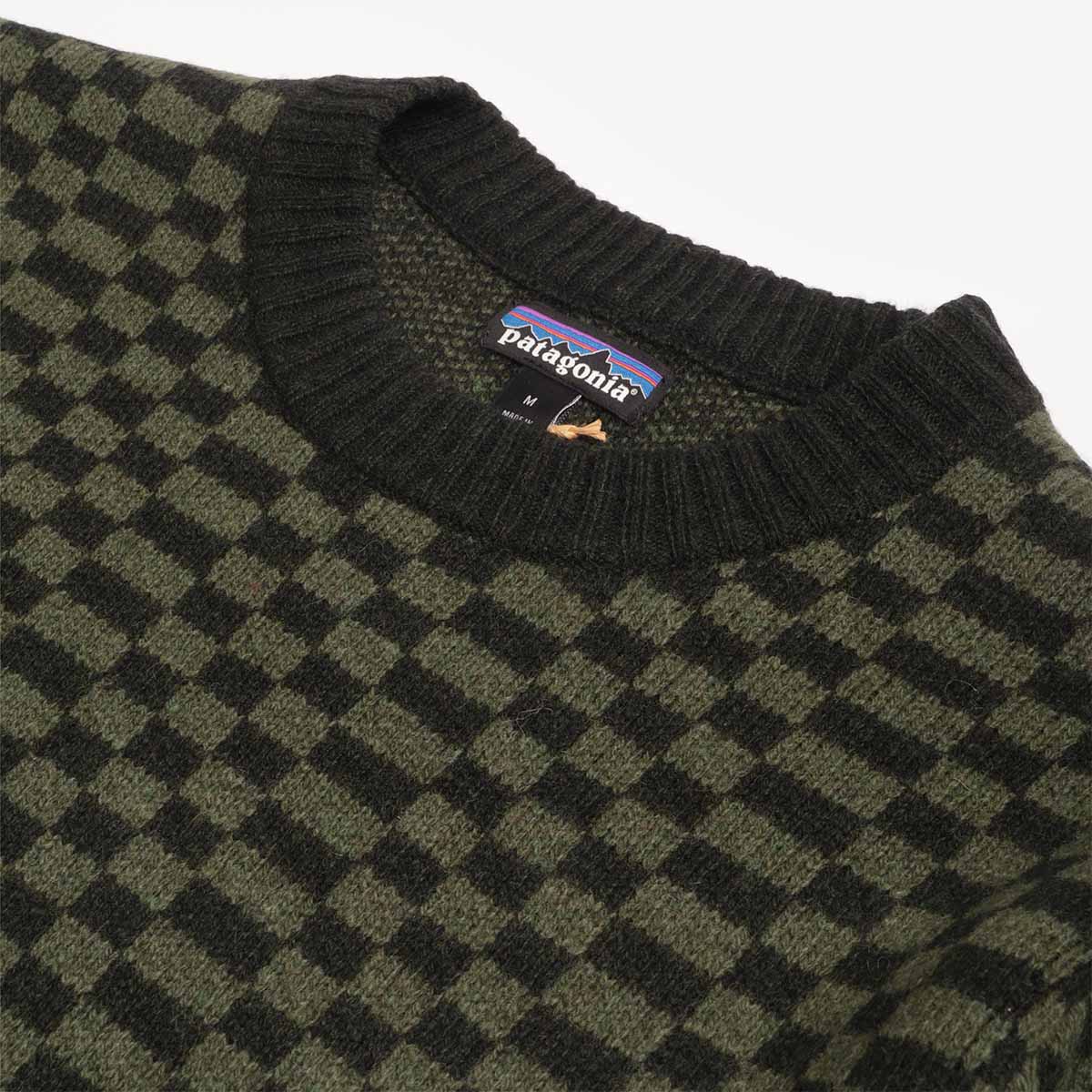 main Patagonia Recycled Wool-Blend Sweater, Finned: Old Growth Green, Detail Shot 3