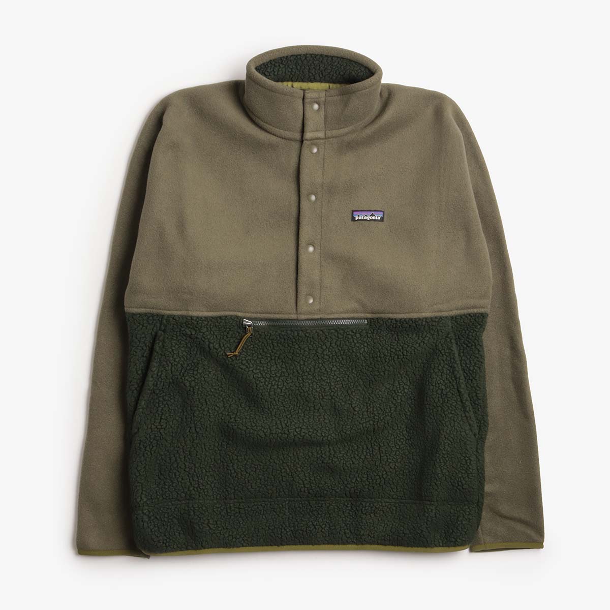 Patagonia Retro Pile 1 2 Snap Pullover, Old Growth Green, Detail Shot 1