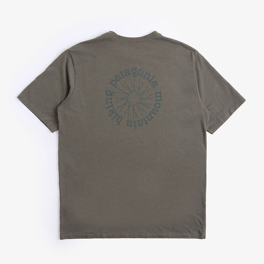 Patagonia Spoke Stencil Responsibili-Tee T-Shirt, Sleet Green, Detail Shot 1
