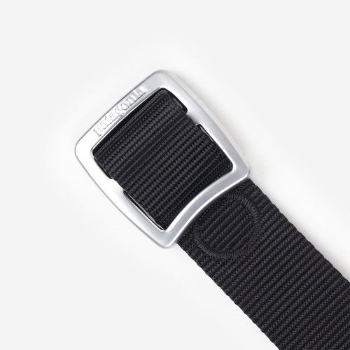 Aluminium friction buckle detail, black Tech Web Belt